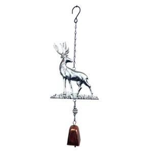Metal deer wind chime hanging pendant iron craft for Christmas courtyard garden decor