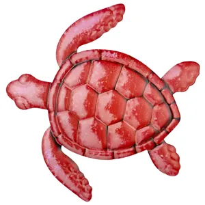 Red metal sea turtle wall art decor rustic hanging iron craft sculpture for home decoration