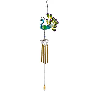 Exquisite peacock metal wind chime, ideal for garden and outdoor patio decor.