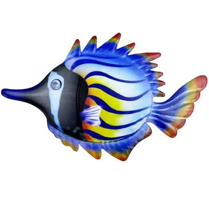 Metal Fish Wall Hanging Decor Tropical Fish Iron Art Sculpture Outdoor Home Ornament