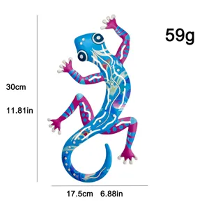 Metal gecko wall art refrigerator magnet 30x17.5cm colorful hanging ornament home decor