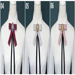 Academy style women ribbon bow tie, pre-tied collar flower for student school uniform and work.