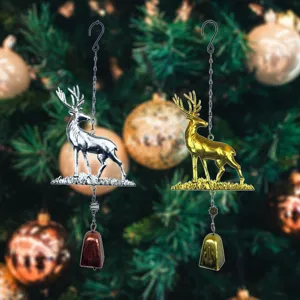 Christmas metal deer wind chime hanging ornament festive holiday home garden decor