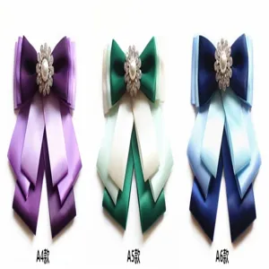 Multi-layer ribbon bow tie rhinestone pearl brooch collar accessory for women uniform