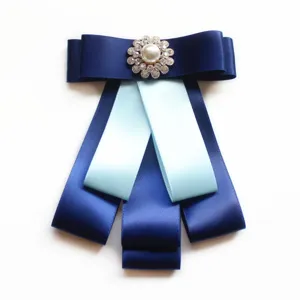 Elegant multi-layer bow tie brooch for women, professional uniform shirt collar accessory.