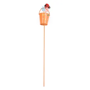 Metal garden stake decorative flower pot insert micro landscape plant ornament detail view