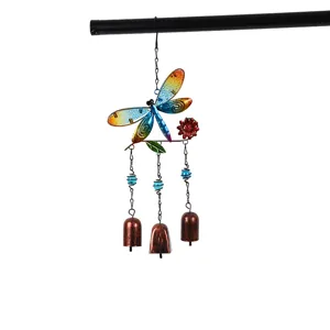 Carillon de vent libellule en métal coloré décoration suspendue jardin avec cloches