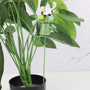 Metal garden stake decorative plant insert for potted plants micro landscape micro-landscape detail