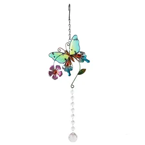 Campanello eolico con farfalla in cristallo acchiappasole decorazione sospesa per giardino