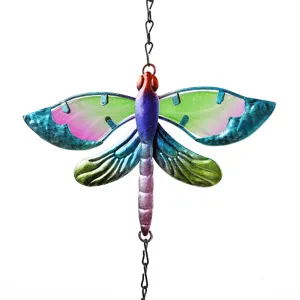 Décoration suspendue en verre de libellule en métal fait main, ornement coloré pour jardin.