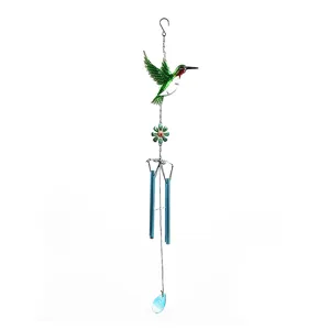 Carillon de vent colibri en métal et verre, décoration de jardin suspendue colorée pour maison.
