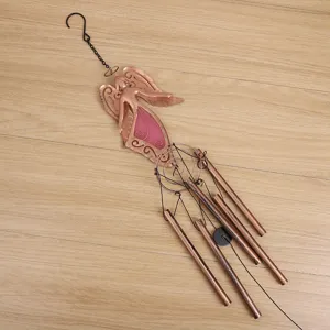 Metal wind chime angel garden hanging ornament outdoor copper tone decor with metal tubes