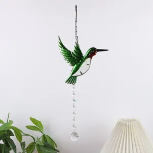Acchiappasole colibrì in cristallo campanello eolico appendiabiti decorazione giardino.