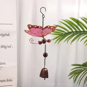 Luminous butterfly wind chime fluorescent acrylic hanging ornament for home room decor.