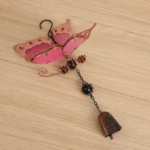 Butterfly wind chime pendant metal acrylic glowing night light home decor hanging ornament