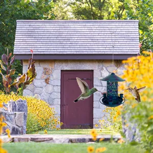 Outdoor metal bird feeder hanging garden yard wild bird feeder with cutout floral pattern decor