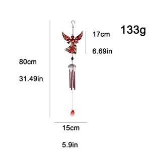 Carillon eolien ange metal verre peint jardin balcon veranda decoration 80cm 133g