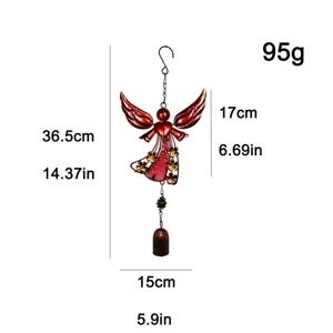 Carillon eolien ange en fer metal art decoration suspendu jardin balcon pendentif 36.5cm