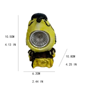 Solar powered resin bird garden light outdoor yard landscape decoration statue with dimension specs.