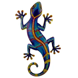 Colorful metal gecko wall art, vibrant hand-painted lizard home decoration fridge magnet