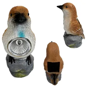 Outdoor solar bird light resin garden ornament lawn landscape decor multi-angle view