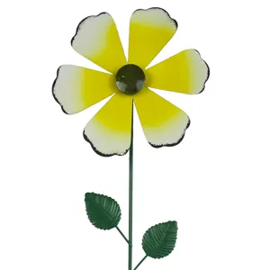 Metal garden flower stake yellow white gradient lawn decor outdoor yard landscape ornament
