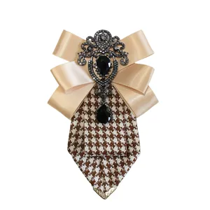 Fiocco pied de poule stile britannico spilla con strass vintage elegante accessorio camicia