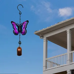 Carillon eolien papillon en metal decoration suspendue pour jardin exterieur 1pcs