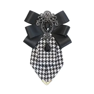 Stile britannico cravat papillon uomo motivo pied-de-poule camicia matrimonio accessorio