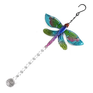 Acchiappasole in cristallo con libellula colorata campanello eolico decorazione giardino casa