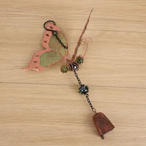 Luminous butterfly wind chime, glowing fluorescent acrylic sheets, beautiful craft hanging decor detail.