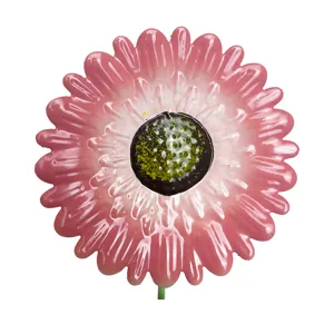 Metal flower garden stake pink outdoor yard lawn decoration landscape art sculpture