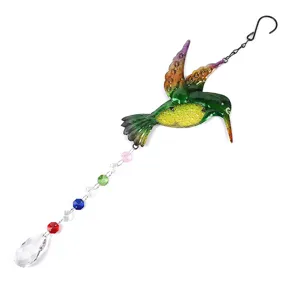 Hummingbird suncatcher wind chime crystal pendant rainbow garden hanging decor ornament