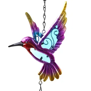 Colorful metal hummingbird wind chime hanging ornament glass garden home decor outdoor