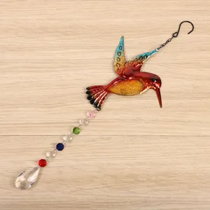 Hummingbird suncatcher crystal wind chime pendant for garden and home window decoration