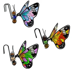 Crochets de suspension pour pot de plante papillon en verre métal bien colorés.