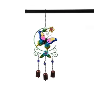 Carillon à vent papillon en verre métallique décoration suspendue pour jardin extérieur