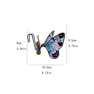 Crochet de pot de fleur papillon en verre teinté en métal décoration plante 10.5cm