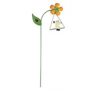 Metal garden stake flower plant pot decor miniature landscape cute animal swing ornament