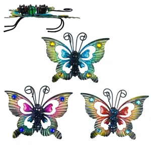 Ornement suspendu de pot de papillon en verre metal decoration de plante lot de 3