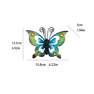 Ornement suspendu de pot de papillon en verre métallique décor de jardin 15,8x12,5cm