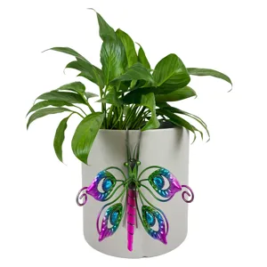 Magnifique ornement suspendu pour pot de fleurs design papillon libellule en metal