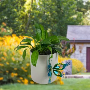Decoration pendante de pot de fleurs papillon en metal verre ornement de plante verte de jardin
