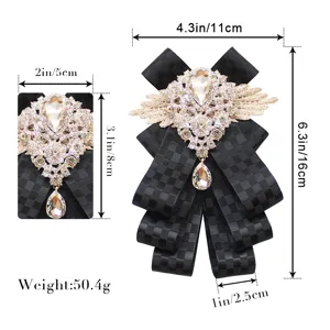 Magnifique grand nœud papillon en strass pour homme de style britannique avec cristaux