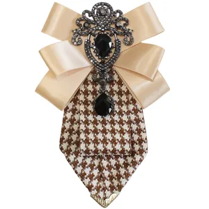 Spilla fiocco pied-de-poule retro stile britannico, elegante spilla per colletto camicia.