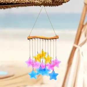 Bunte Glas Seestern Windspiel Hänge-Dekoration für Garten und Hof Heimdekoration.