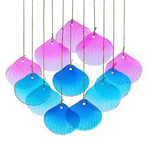 Buntes Glas Windspiel Hängend Dekoration, rosa blaue Farbverlauf Muschel Design für Garten Haus.