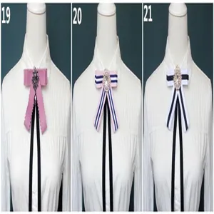 College style ribbon bow tie for women student uniform neckwear with rhinestones