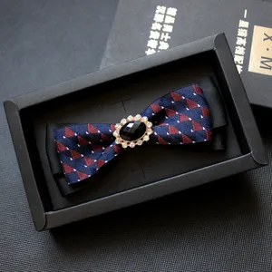 Mens Formal Jacquard Bowtie Rhinestone Crystal Bow Tie Wedding Business Suit Accessory Fashion Groom Party Neckwear