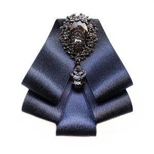 Men suit shirt ribbon rhinestone multi-layer bow tie accessory gentleman crystal neckwear